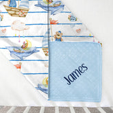 Lofaris Teddy Bear Sailing Whales Minky Baby Blanket For Boys